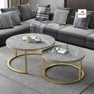 Bàn Trà Đôi Mặt Vân Đá Chân sơn Vàng - 990k