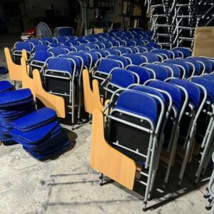 Ghế xếp nệm xanh - ghế liền bàn